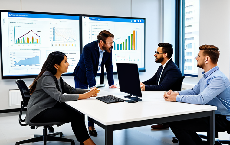 A diverse group of professional engineers, fully clothed in modest, appropriate business attire, actively collaborating around a large table in a modern, brightly lit tech office. They are engaged in discussion, pointing at complex diagrams on a whiteboard and reviewing data on large display screens. The atmosphere is professional, focused, and innovative, showcasing multidisciplinary teamwork. This is a safe for work, family-friendly scene with appropriate content, perfect anatomy, correct proportions, well-formed hands, proper finger count, and natural body proportions. Professional photography, high quality, natural pose.