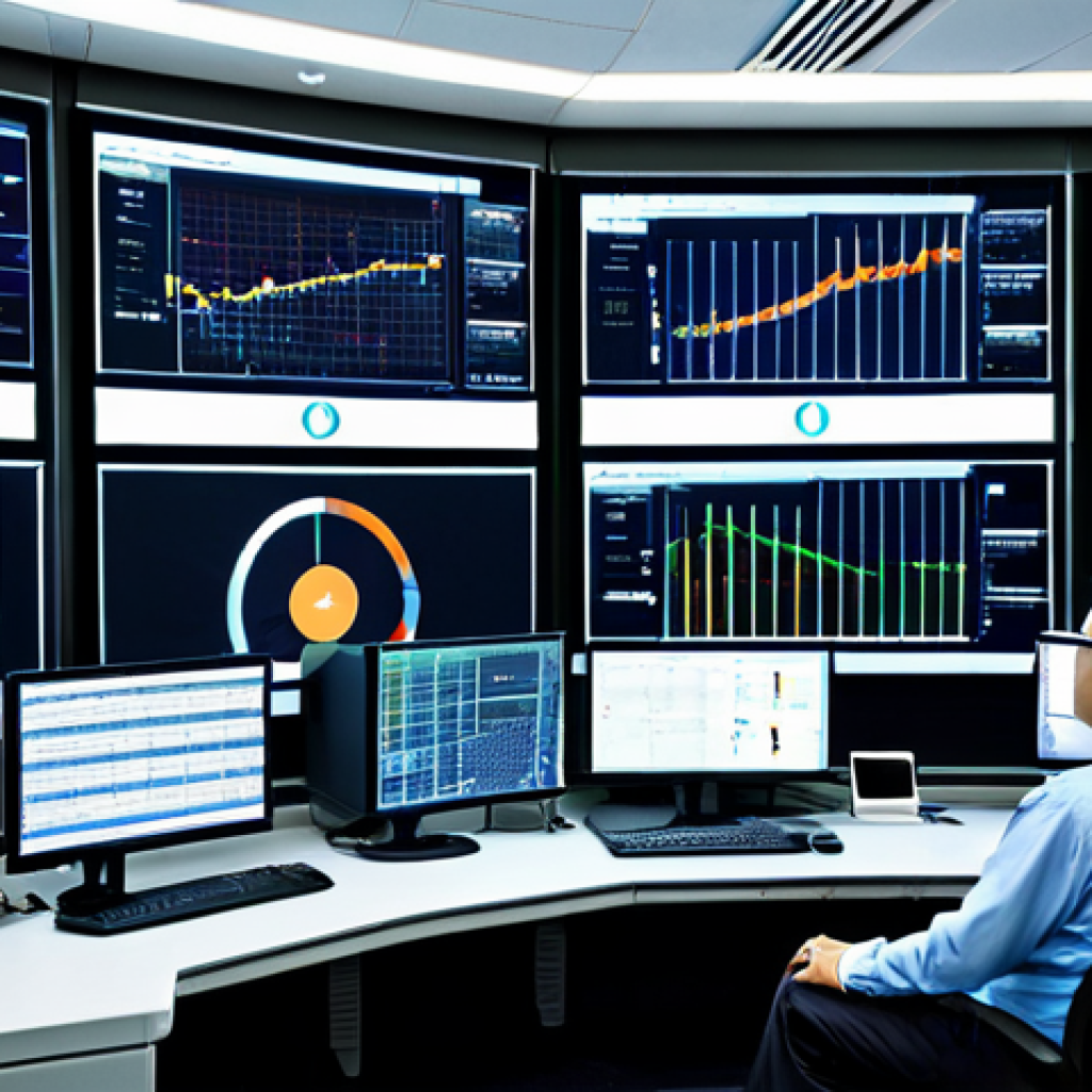 Smart Grid Control Room**

"A modern smart grid control room, featuring large displays showing real-time data visualizations of energy flow and grid status. Engineers in professional attire are monitoring the system. The room is brightly lit and features state-of-the-art technology. Fully clothed, appropriate content, safe for work, perfect anatomy, natural proportions, professional setting, family-friendly, modest."

**