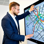 스마트 시티 개발자 - Smart City Planner at Work**

A dedicated urban planner, fully clothed in appropriate professional a...