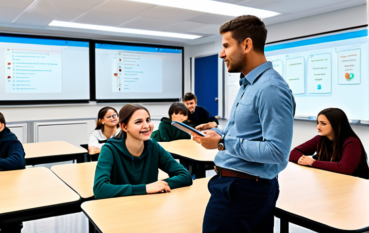 에듀테크 전문가 - Modern Classroom with Adaptive Learning Tech**

"A bright, modern classroom filled with students usi...