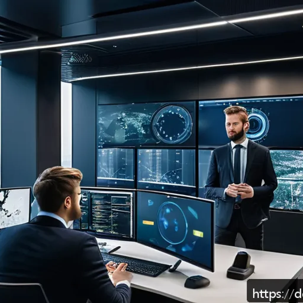 사이버 보안 전문가 - A modern office environment in Germany with cybersecurity professionals analyzing multiple large mon...