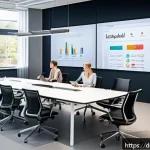 Home 22 AI 감성 컴퓨팅 전문가 - A modern German office environment with diverse professionals interacting around a conference table,...