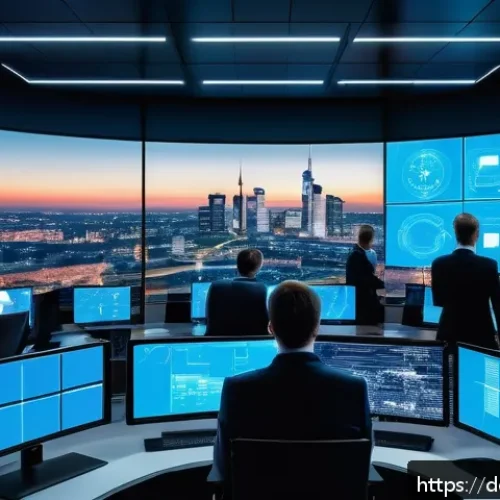 Home 31 AI 기반 사이버 범죄 대응 전문가 - A futuristic cybersecurity operations center in Germany with diverse professionals monitoring large ...